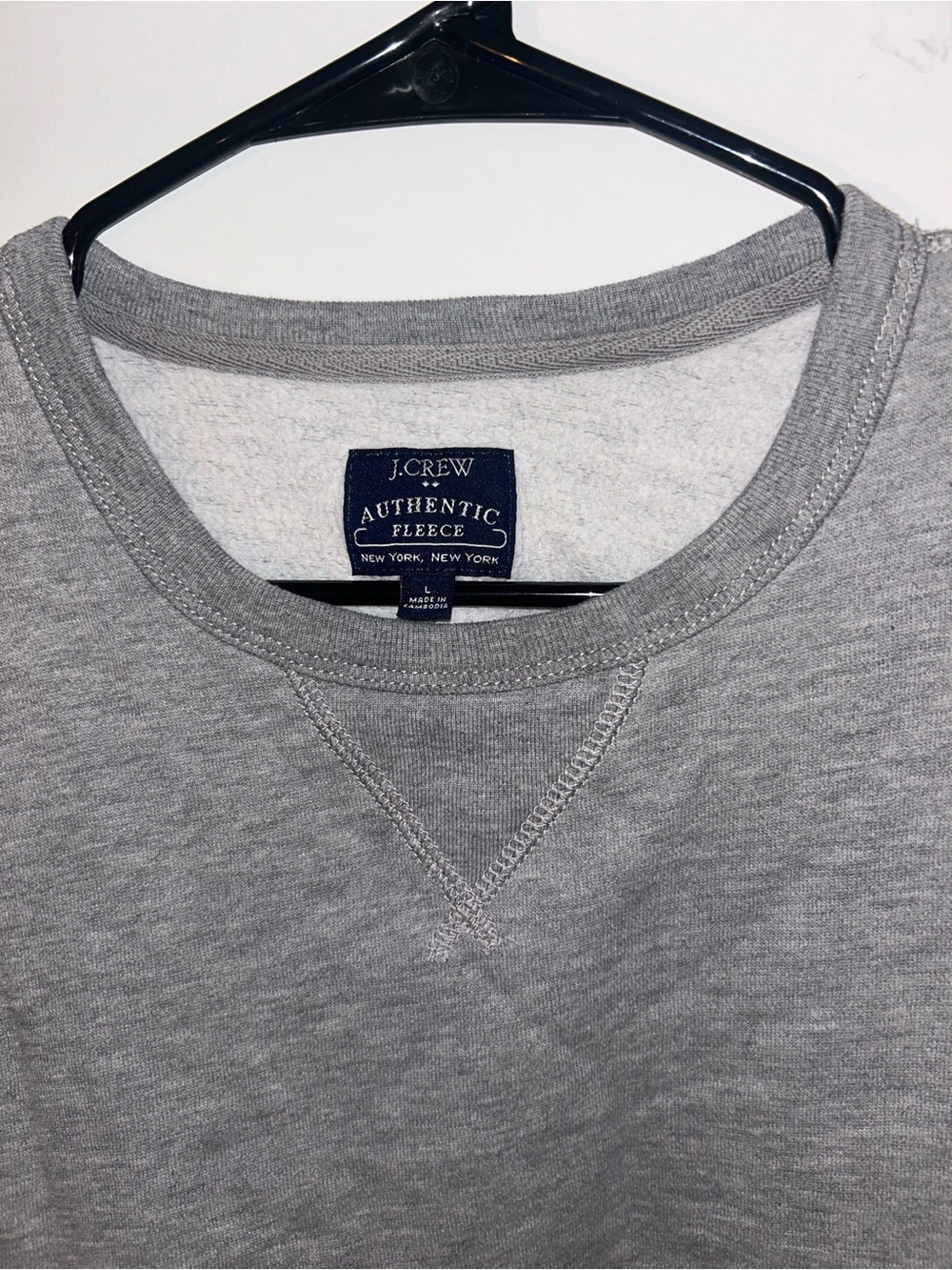 J.Crew Authentic Fleece Grey Crewneck Sweatshirt - Size L
